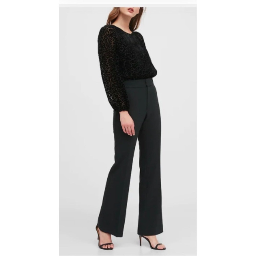 Banana Republic Black High‎ Rise Flare Pants Fitted Trouser Womens Size 4